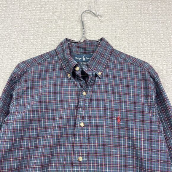 Polo Ralph Lauren Oxford Shirt Mens S Multicolor Plaid Long Sleeve Button Up - Picture 2 of 11